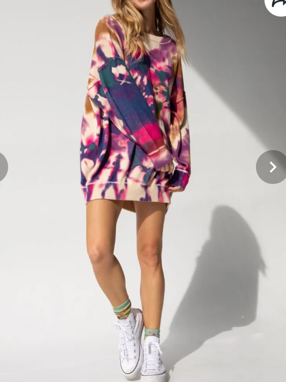 Natural Life Taylor Oversized Cotton Sweater - Sunrise Tie-Dye Crewneck - Picture 7 of 13